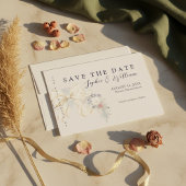 Winter Floral Wedding Flat Save The Date Card