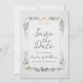 Winter Floral Wedding Flat Save The Date Card Kaart (Voorkant)
