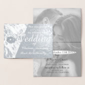 Winter Floral Wedding Folie Zwart-wit Foto Folie Kaarten (Display)