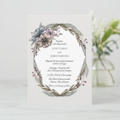 Winter Floral Wedding Kaart (Staand voorkant)