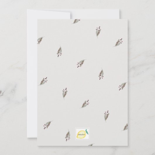 Winter Floral Wedding Kaart (Achterkant)