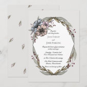 Winter Floral Wedding Kaart (Voorkant / Achterkant)