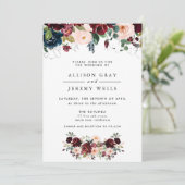 Winter Floral Wedding Kaart (Staand voorkant)