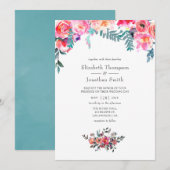 Winter Floral Wedding Kaart (Voorkant / Achterkant)