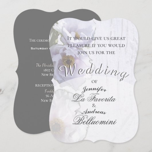 Winter Floral Wedding Kaart (Voorkant / Achterkant)