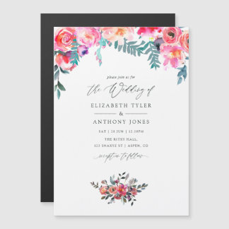 Winter Floral Wedding Magnetische Uitnodiging