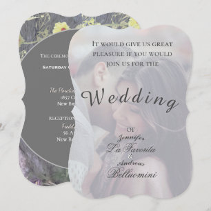 Winter Floral Wedding & Photo Invite Kaart