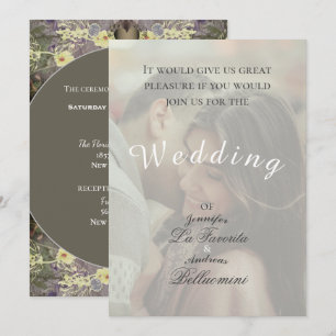 Winter Floral Wedding & Photo Invite Kaart