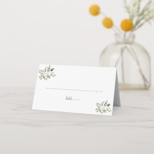 Winter Floral Wedding Place Card Plaatskaartje (Voorkant)