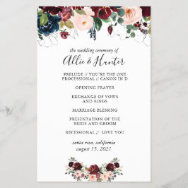 Winter Floral Wedding Programme Flyer