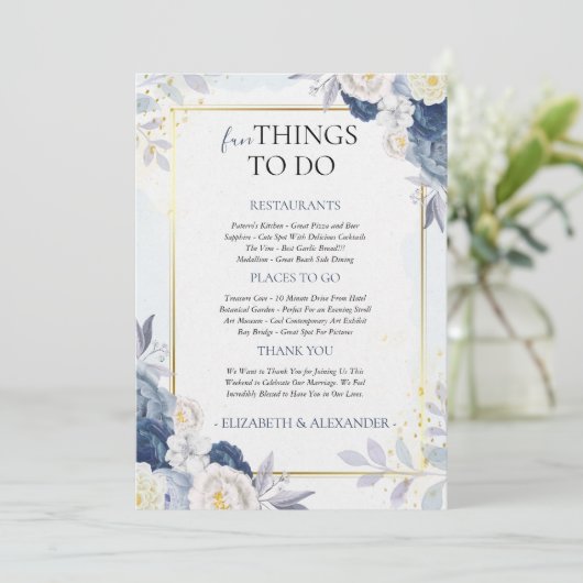 Winter Floral Wedding Welkomstbrief & reisschema Kaart (Staand voorkant)