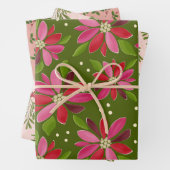 Winter floral wrapping paper trio (In situ)