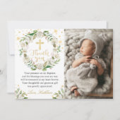 Winter Floral Wreath Baptism Foto bedankt! Bedankkaart (Voorkant)
