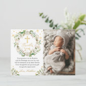 Winter Floral Wreath Baptism Foto bedankt! Bedankkaart (Staand voorkant)