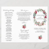 Winter Floral Wreath Tri+Fold Wedding Programme Flyer (Voorkant)
