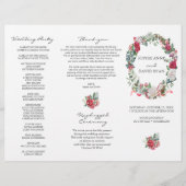 Winter Floral Wreath Tri+Fold Wedding Programme Flyer (Voorkant)