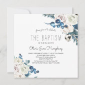 Winter Florals Baptism Invitation Kaart (Voorkant)