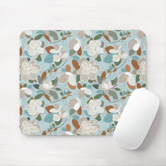 Winter Florals Blue Gray Muismat (Met muis)