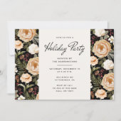Winter Florals Elegant Holiday Party Invitation Kaart (Voorkant)