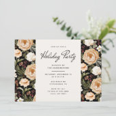 Winter Florals Elegant Holiday Party Invitation Kaart (Staand voorkant)