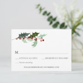 Winter Florals en Evergreen bruiloft RSVP Kaart (Staand voorkant)