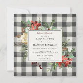 Winter Florals en Evergreen Pset Baby shower Kaart (Voorkant)