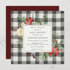 Winter Florals en Evergreen Pset Baby shower Kaart