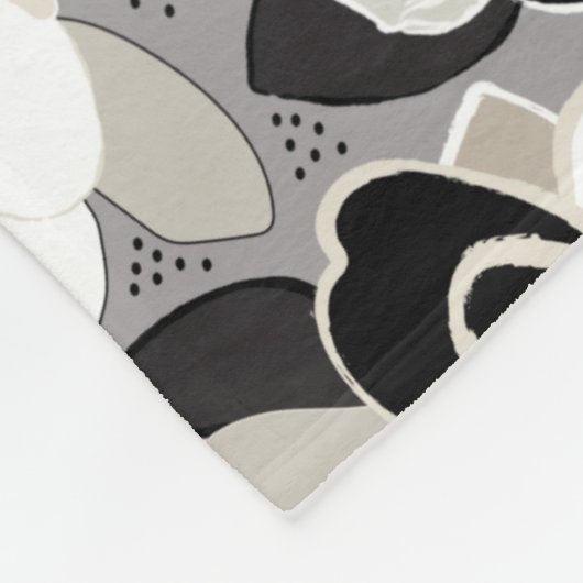 Winter Florals Grey Black Fleece Deken (Hoek)