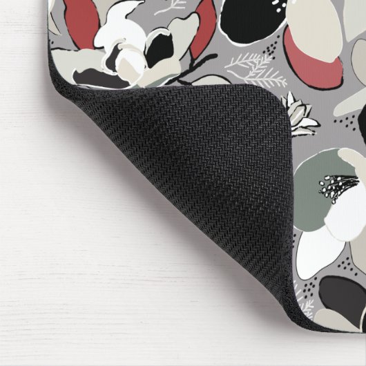 Winter Florals Grey Black Muismat (Hoek)