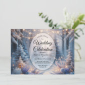 Winter Florals in Frosted Pines Wedding Kaart (Staand voorkant)