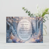 Winter Florals in Frosted Pines Wedding Kaart (Staand voorkant)