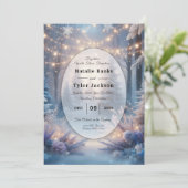 Winter Florals in Frosted Pines Wedding Kaart (Staand voorkant)