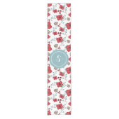 Winter Florals Poppies en Berries Monogram Korte Tafelloper (Voorkant)