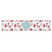 Winter Florals Poppies en Berries Monogram Korte Tafelloper (Horizontaal)