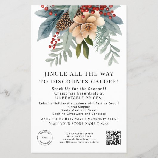 Winter Florals Store Kerstaanbiedingen QR-code Flyer (Voorkant)