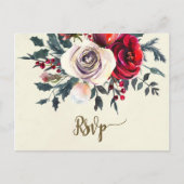 Winter Florals Wedding RSVP briefkaart (Voorkant)