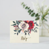 Winter Florals Wedding RSVP briefkaart (Staand voorkant)