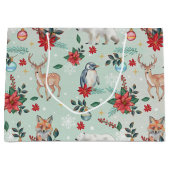 Winter Florest Dieren Kerstpatroon Groot Cadeauzakje (Voorkant)