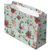 Winter Florest Dieren Kerstpatroon Groot Cadeauzakje (Achterkant Gekanteld)