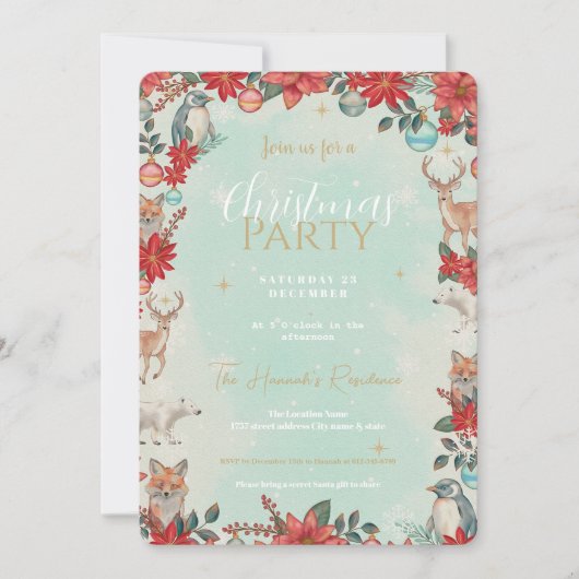 Winter Florest Dieren Kerstpatroon Kaart (Voorkant)