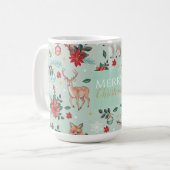 Winter Florest Dieren Kerstpatroon Koffiemok (Voorkant links)