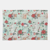 Winter Florest Dieren Kerstpatroon Theedoek (Horizontaal)