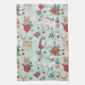 Winter Florest Dieren Kerstpatroon Theedoek (Verticaal)