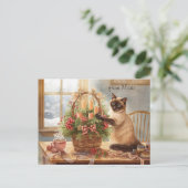 Winter Florist Cozy Cat Christmas Collection Feestdagenkaart (Staand voorkant)