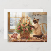 Winter Florist Cozy Cat Christmas Collection Feestdagenkaart (Voorkant / Achterkant)