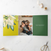 Winter Flower Peace and Joy Elegant Kerstmis Drieluik Wenskaart (Binnen)