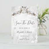 Winter Flower Pinecones Save The Date (Staand voorkant)