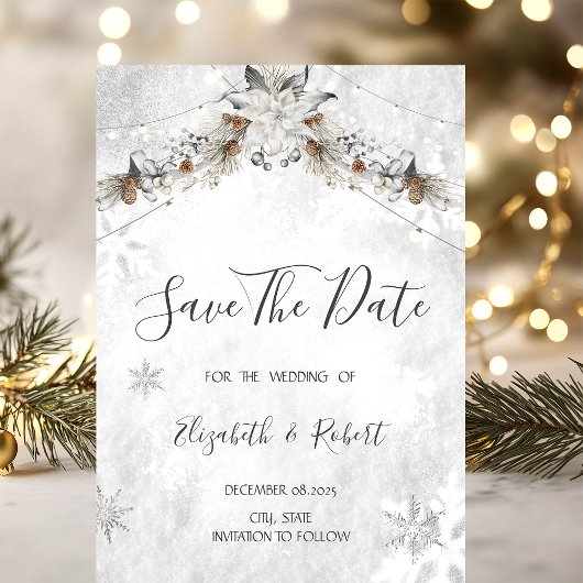 Winter Flower Pinecones Save The Date