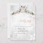 Winter Flower Pinecones  Wedding RSVP Kaart (Voorkant)