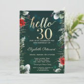 Winter Flower Poinsettia Green 30e verjaardag Kaart (Staand voorkant)